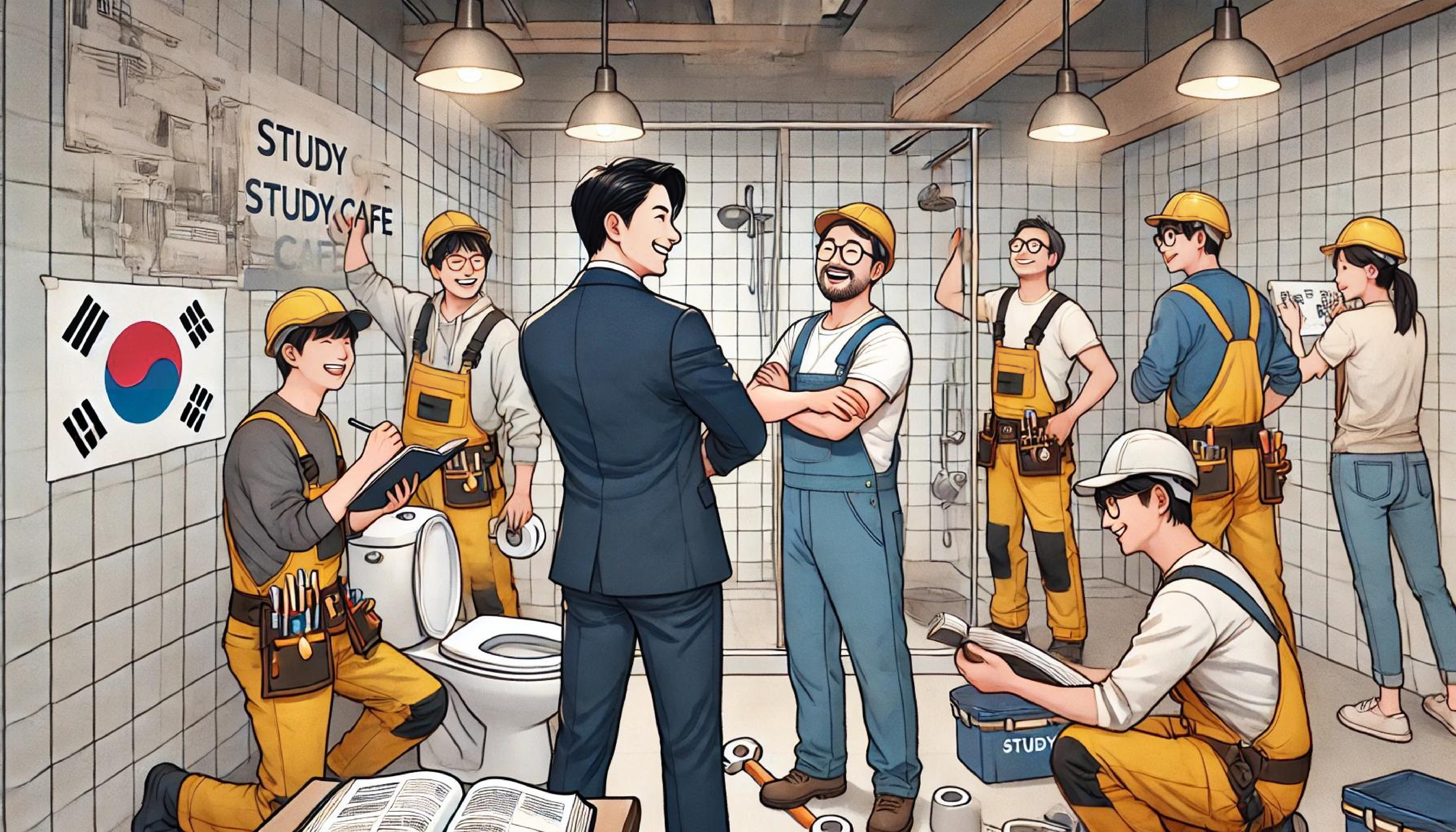 스터디 카페 내부 화장실 시공사례 - 마이펌프